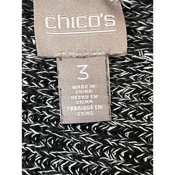 Chicos Thick Knit Black Heathered Sweater XL Cotton Chunky Women Oversized Cozy - Picture 6 of 9